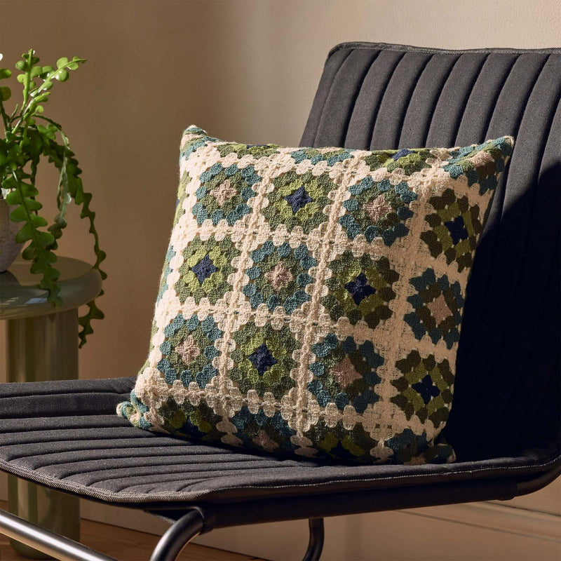 Sainsbury's Home crochet cushion green 43x43cm (British brand)