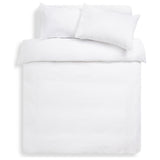 White Textured Embossed Single Bedding Set with Duvet Cover and Pillowcase