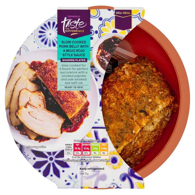Sainsbury's Slow Cooked Pork Belly with a Mojo Rojo Style Sauce, Taste the Difference 205g
