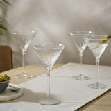 Ribbed Martini Glass with Stem, 225ml Capacity, 18.5cm Height