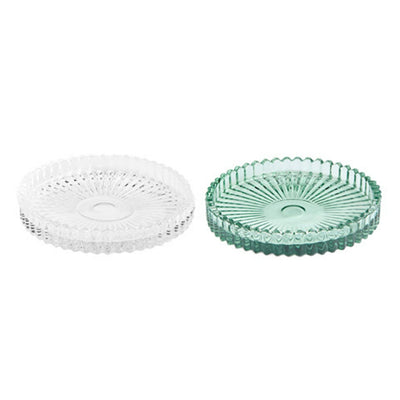 Habita 10 cm Presset Glass Stearinlysunderlag - Klar/Grønn