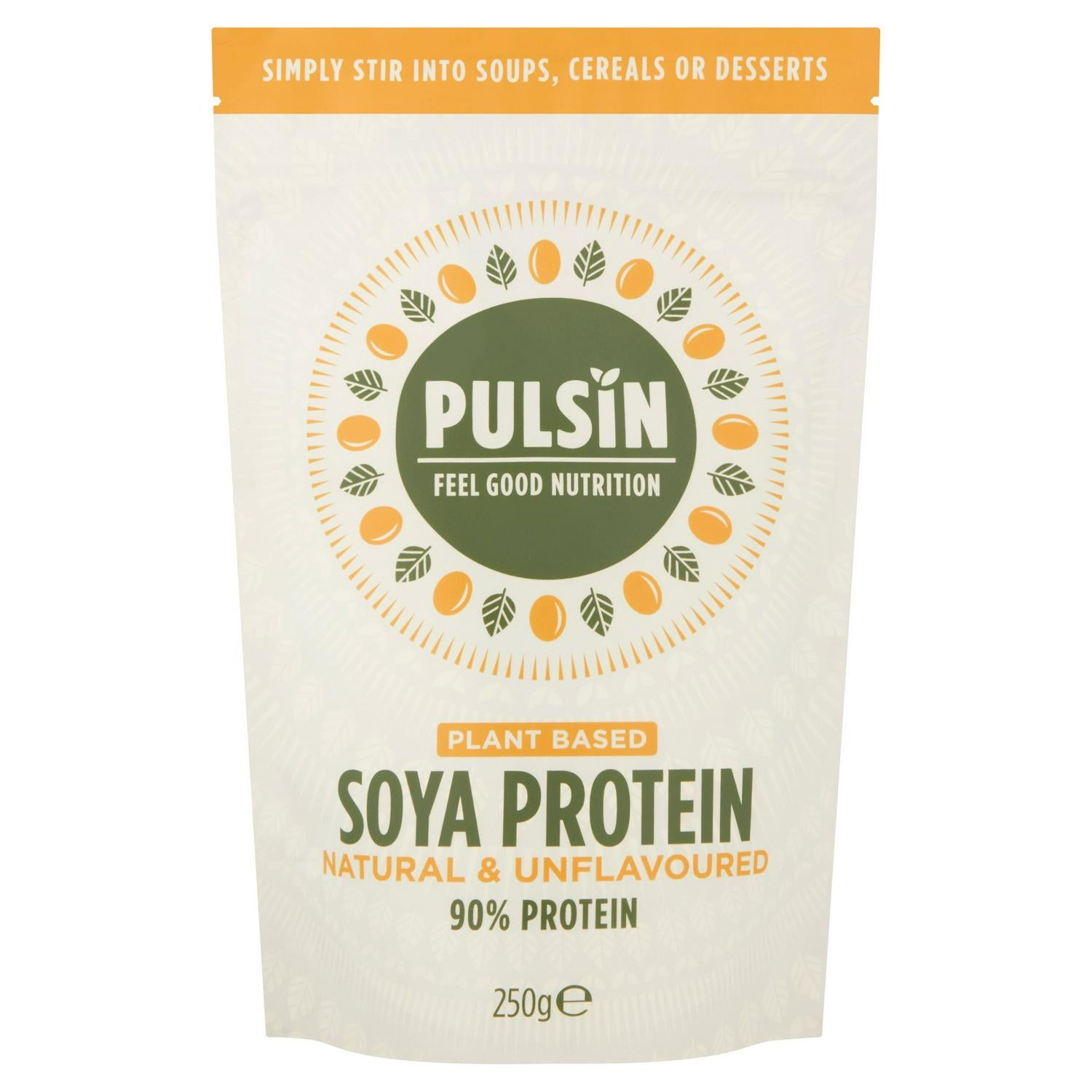 Pulsin soya protein powder unflavoured 250g, imported from the UK