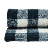 Sainsbury's Home Check Teddy Fleece Throw - Navy - 125x150