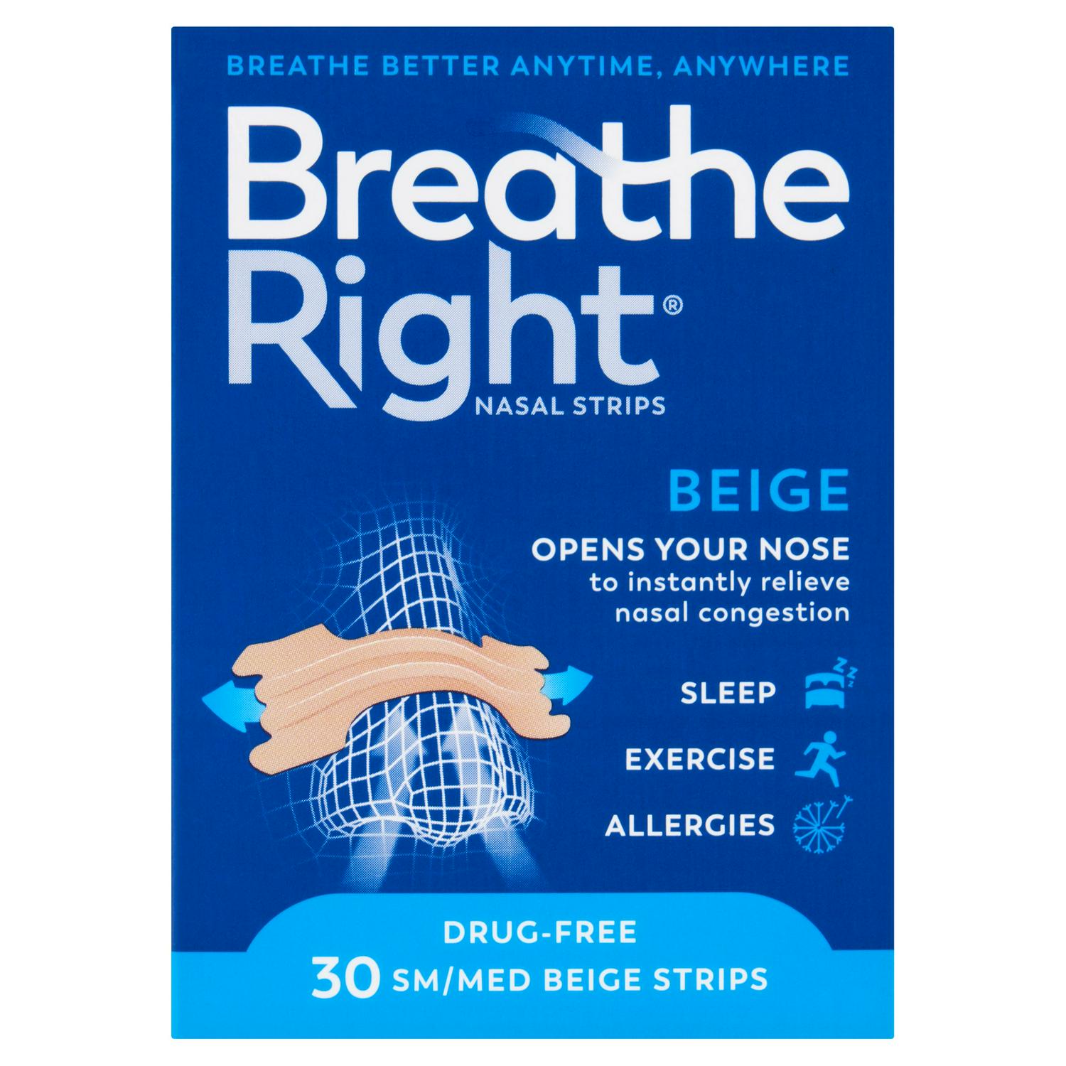 Breathe Right Congestion Relief Nasal Strips Original Small/Medium x30
