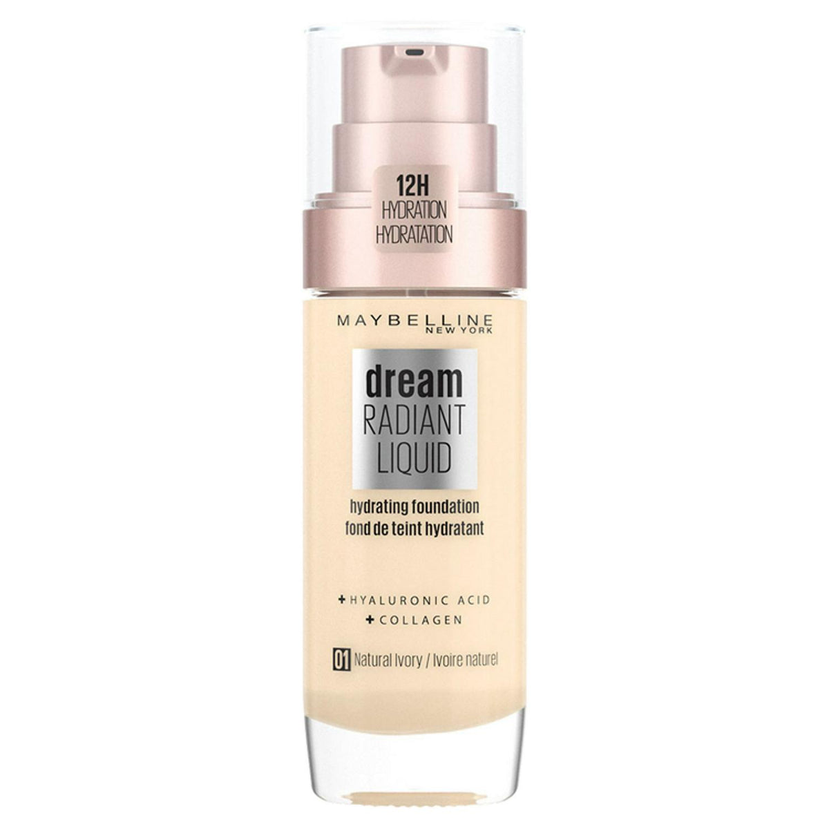 SPF 13 Liquid Foundation with Hyaluronic Acid and Collagen, 30ml Natural Ivory
