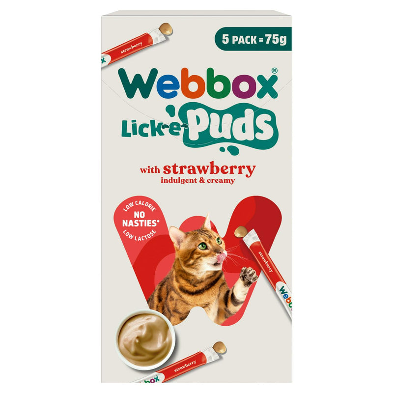 Webbox Lick-e-Puds Strawberry Cat Treat 5 x 15g (British brand)