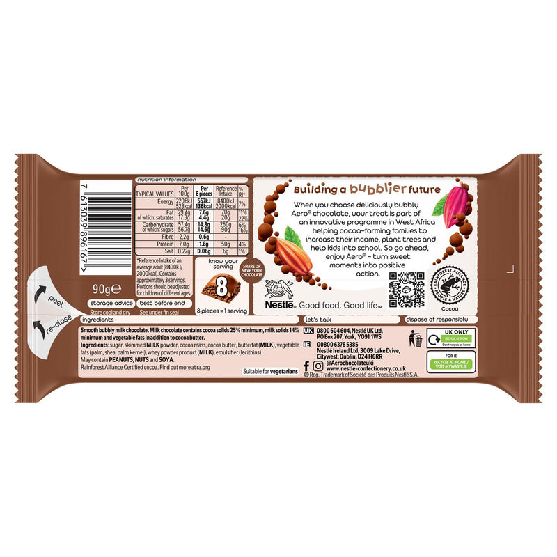 Aero milk chocolate sharing bar 90g - British product