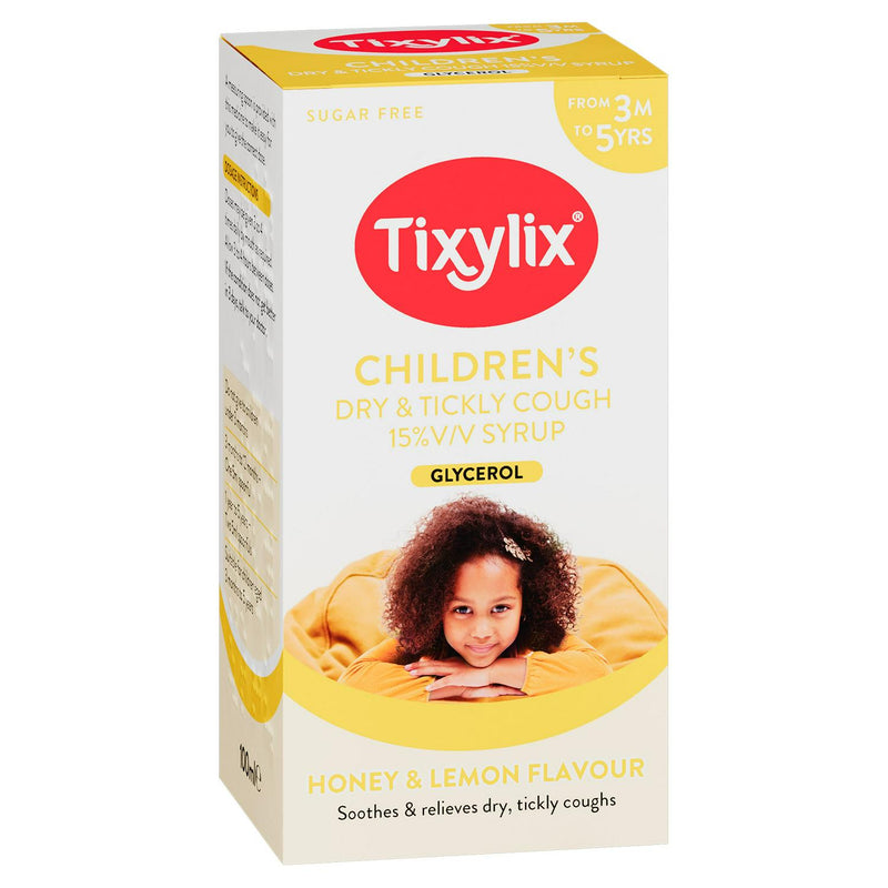 Tixylix Honey & Lemon Flavour Cough Syrup from 3 Months to 5 Years 100ml