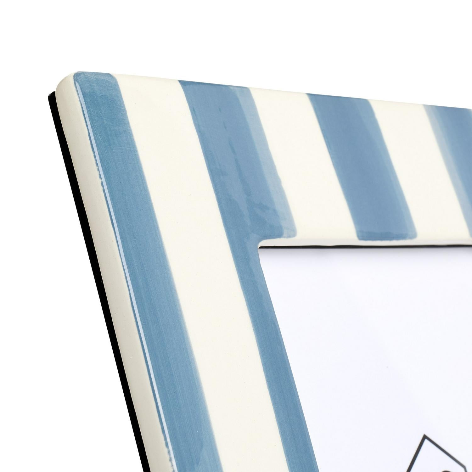 Habitat Ceramic Stripe Photo Frame Blue, UK version