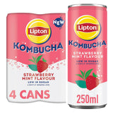 Lipton Kombucha Strawberry Mint flavoured soft drink 4 x 250ml cans, UK version