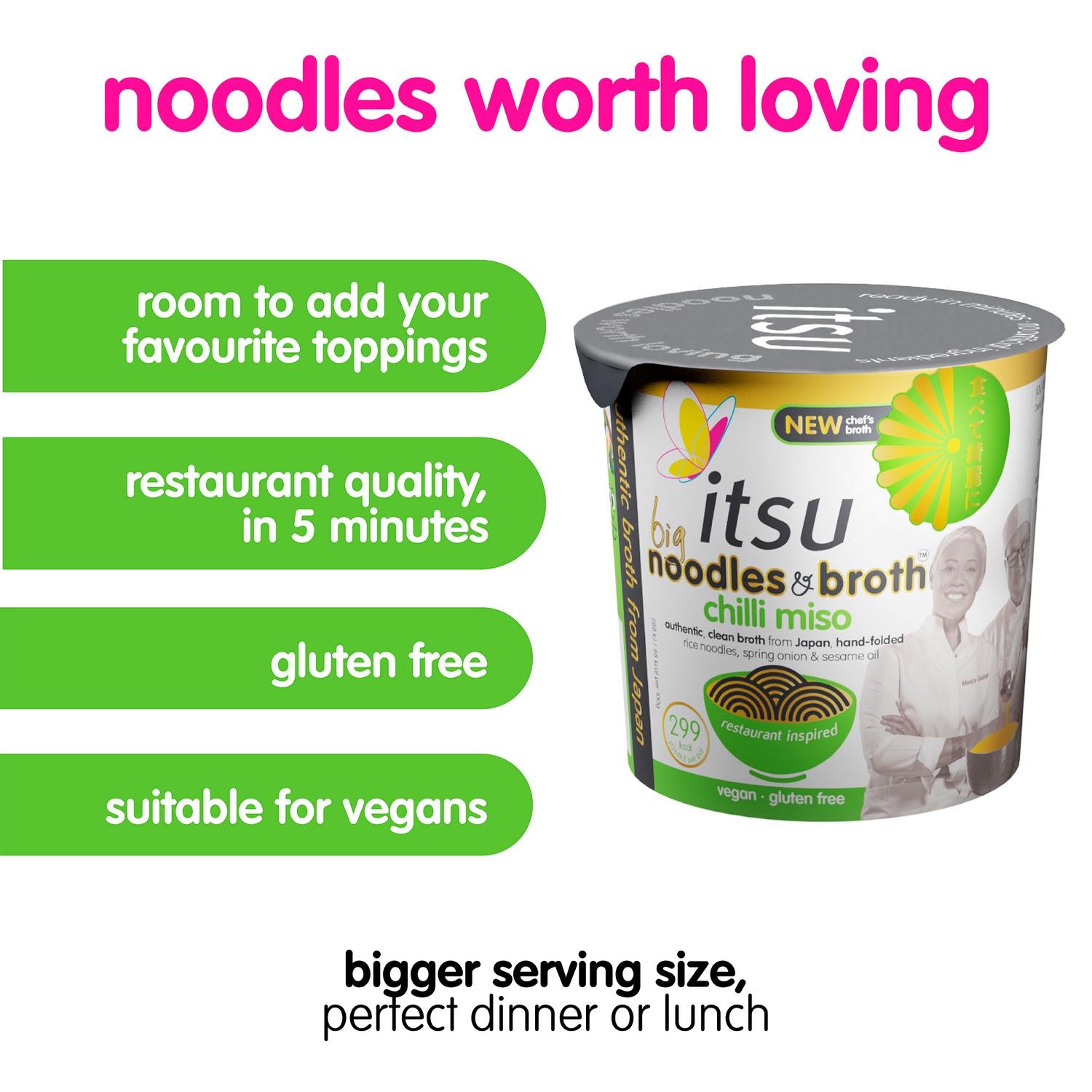 itsu Big Chilli Miso Instant Noodles Pot 98g, UK version