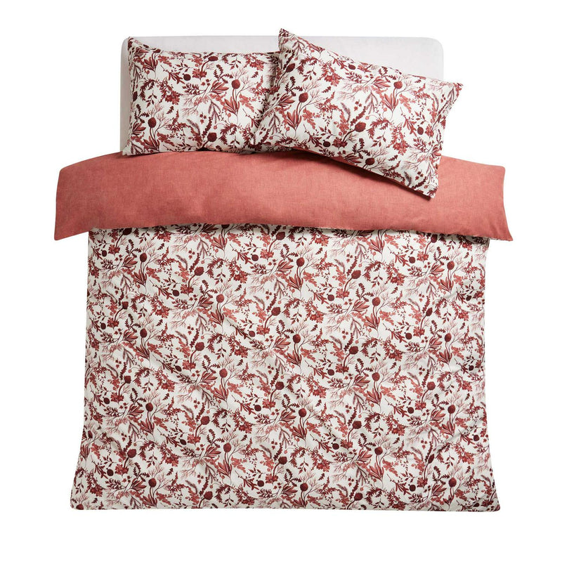Sainsburys Foliage Print Bedding Set Burgundy Various Sizes (British brand)
