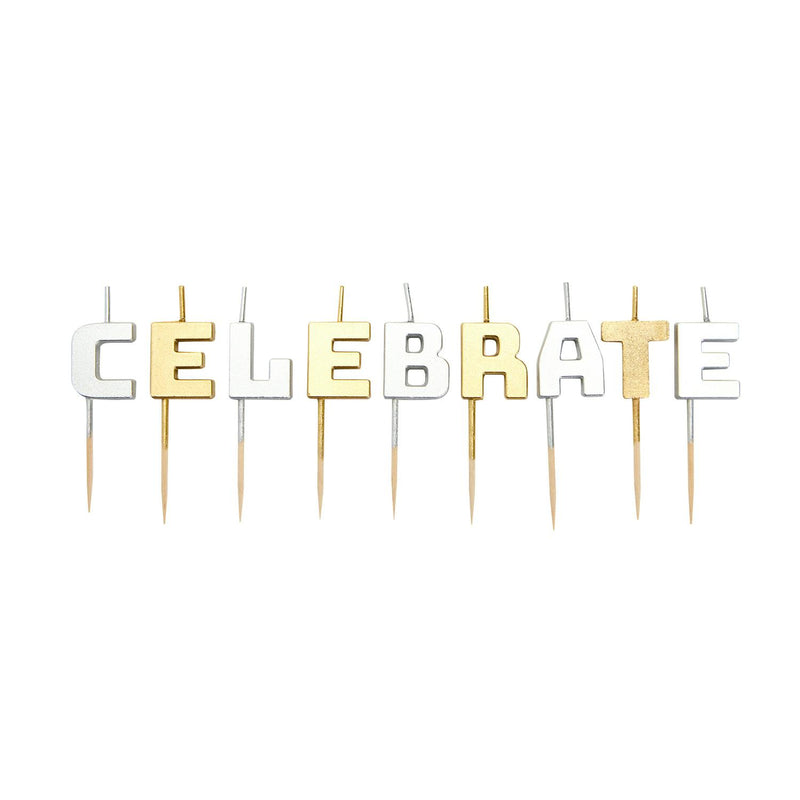 Sainsbury's Metallic Celebrate Letter Candles 9 pack (British brand)
