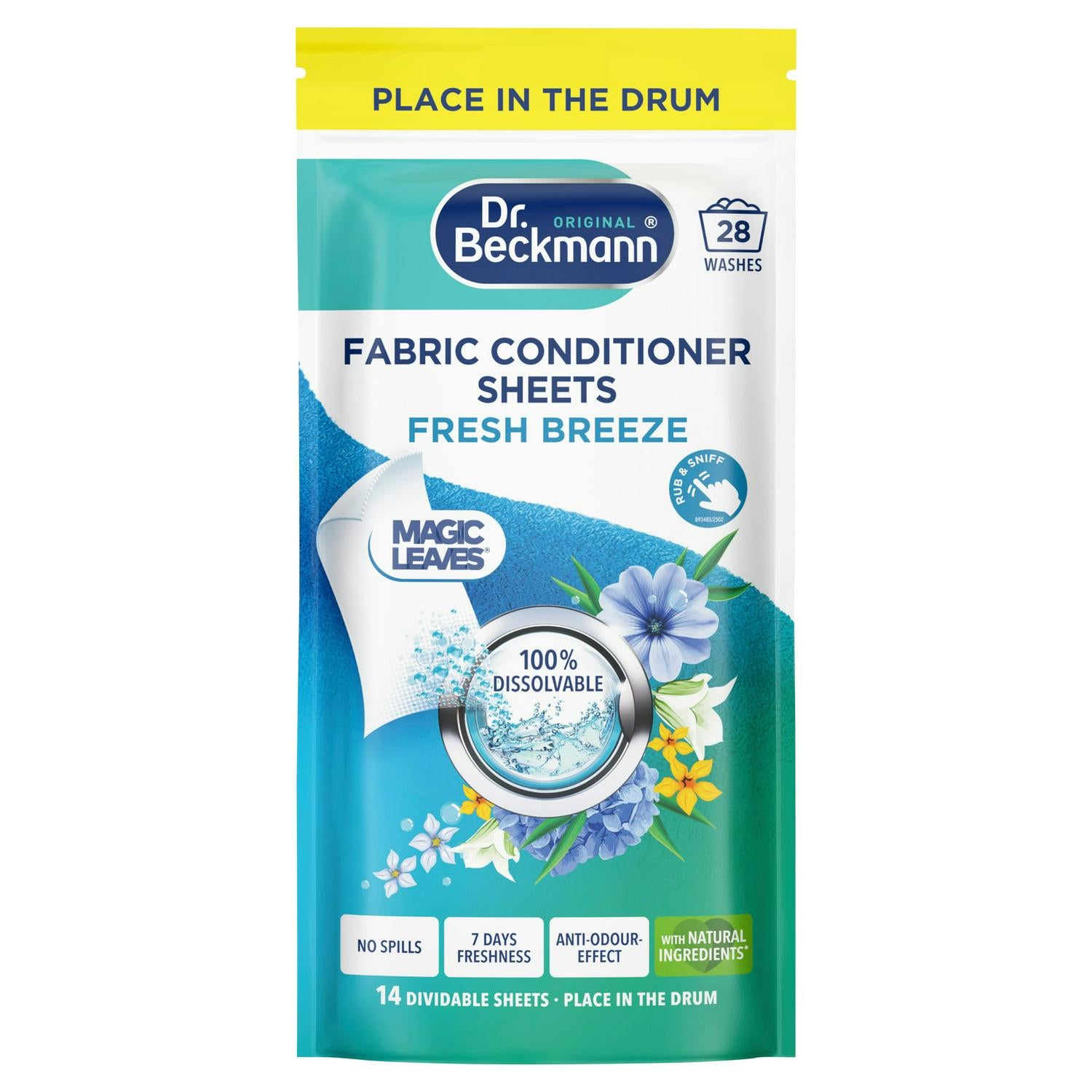 Dr. Beckmann Fabric Conditioner Sheets 62g, imported from the UK