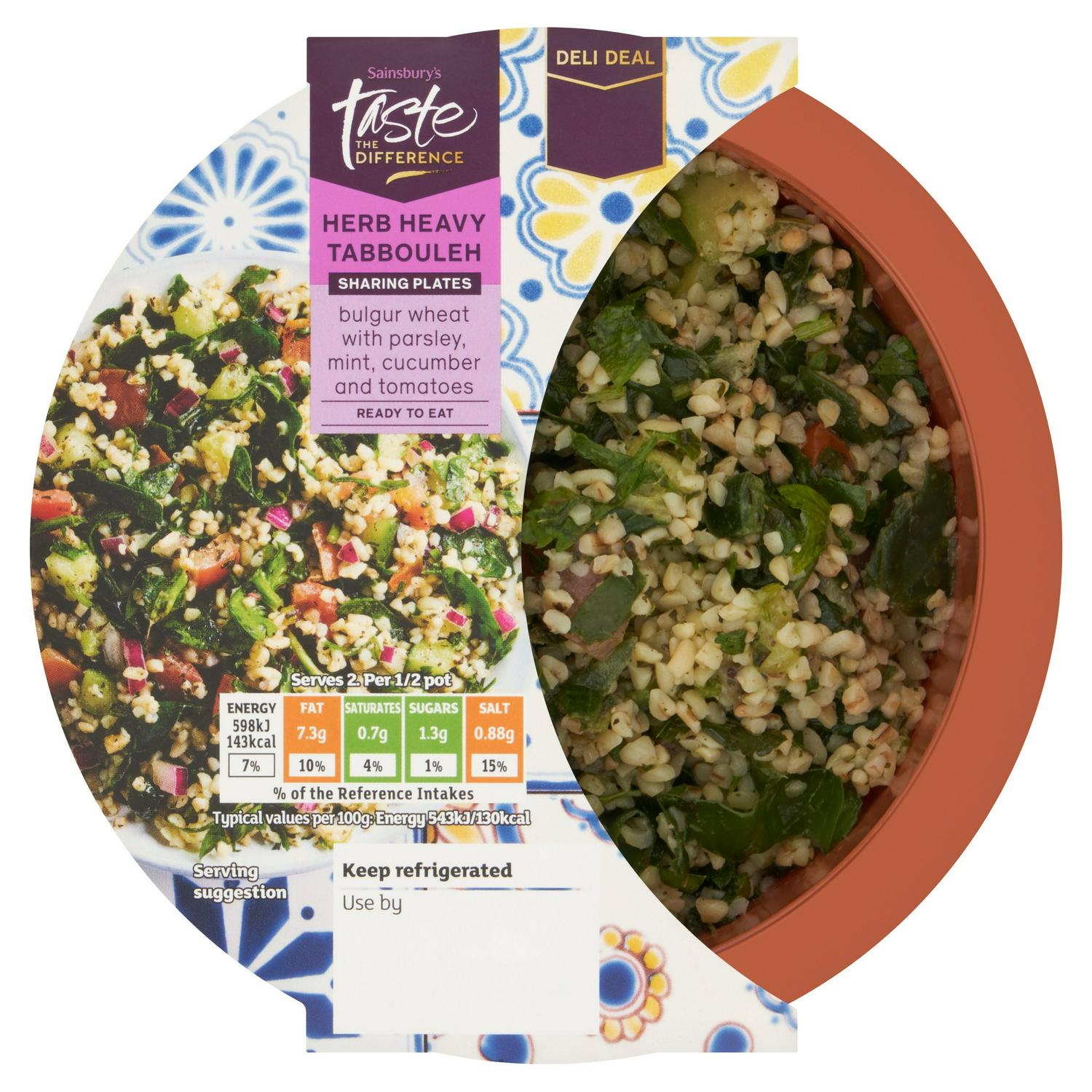 Herb Heavy Tabbouleh Salad with Bulgur Wheat and Vegetables 220g