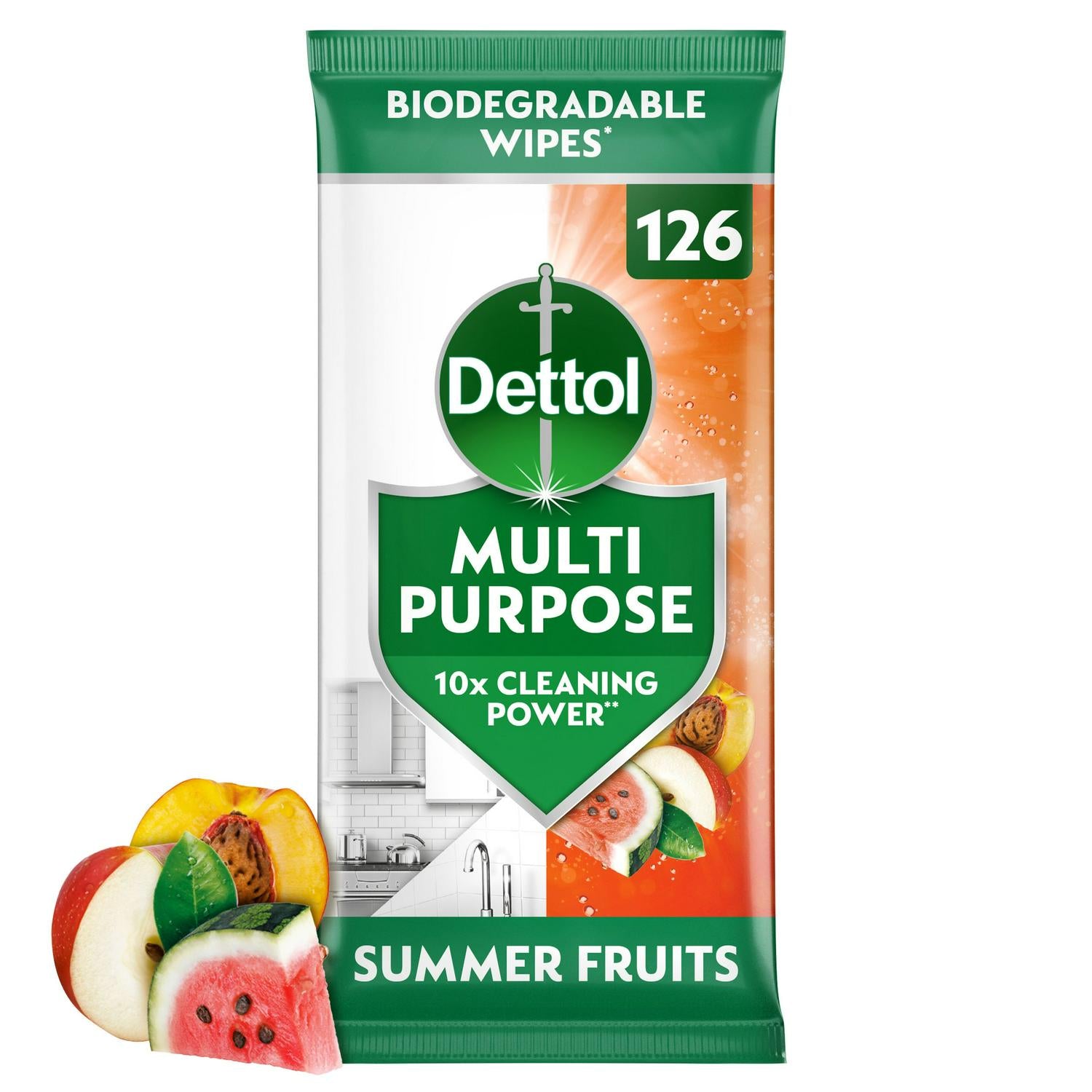 Dettol Multi Purpose Wipes Summer Fruits 126 Pack - British product