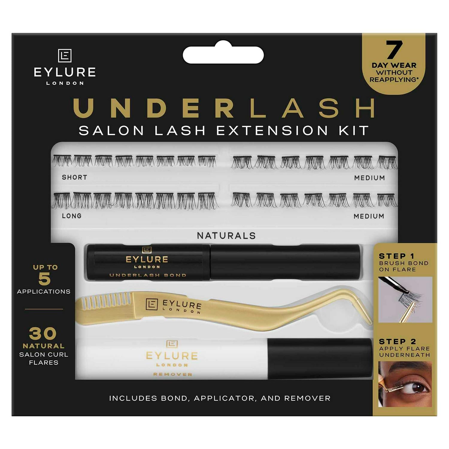 Salon Lash Extension Kit with 30 Natural Curl Flares, Bond, and Remover