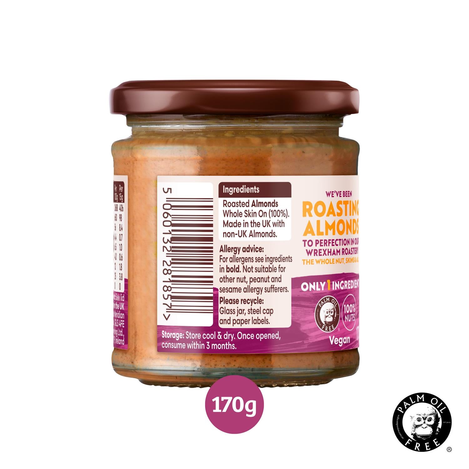 Meridian Crunchy Almond Butter 170g, imported from the UK