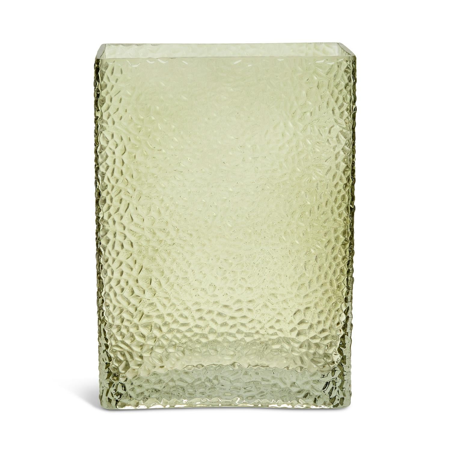 Habitat green glass vase hammered 24.7cm, UK version