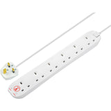 Masterplug 6 Socket 2m Extension Lead Surge Protection and LED - White
