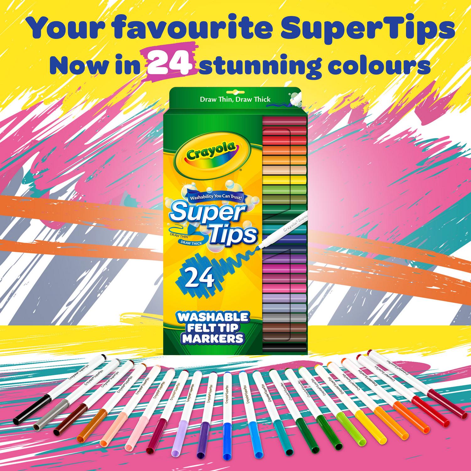 Crayola Super Tips felt tip markers pack of 24 - British product