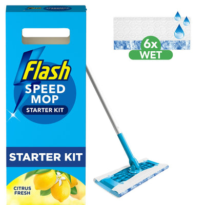 Flash Speedmop Bodenreiniger-Starter-Kit - 1 Mopp mit 6 Zitrone-Nass-Nachfüllpackungen - Bodenreinigung