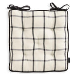 Woven Cotton Check Seat Cushion Pair for Wooden Chairs 40cm x 40cm