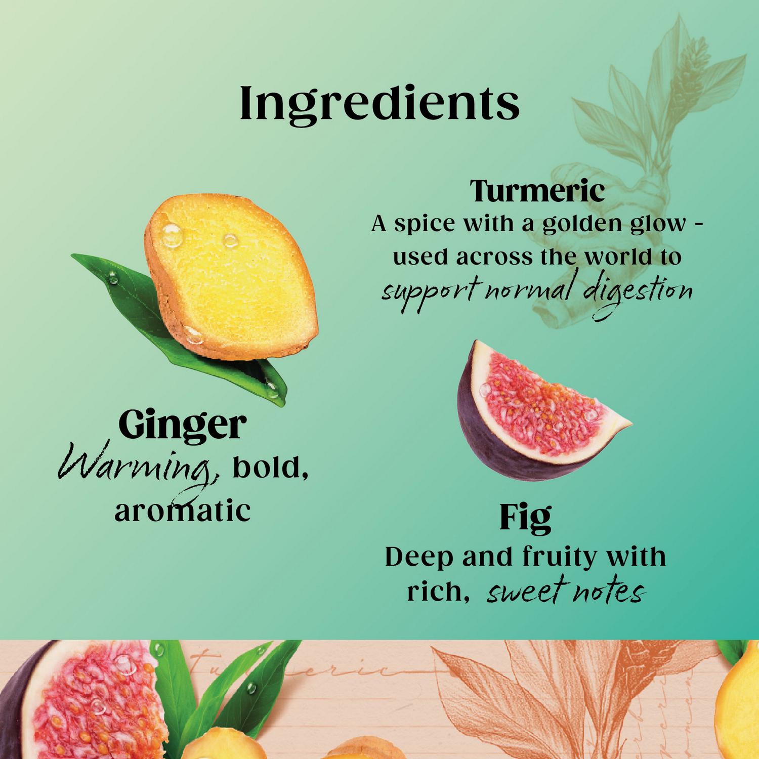 Twinings Superblends Digest Ginger Turmeric Fig Tea Bags 20 Pack (British brand)