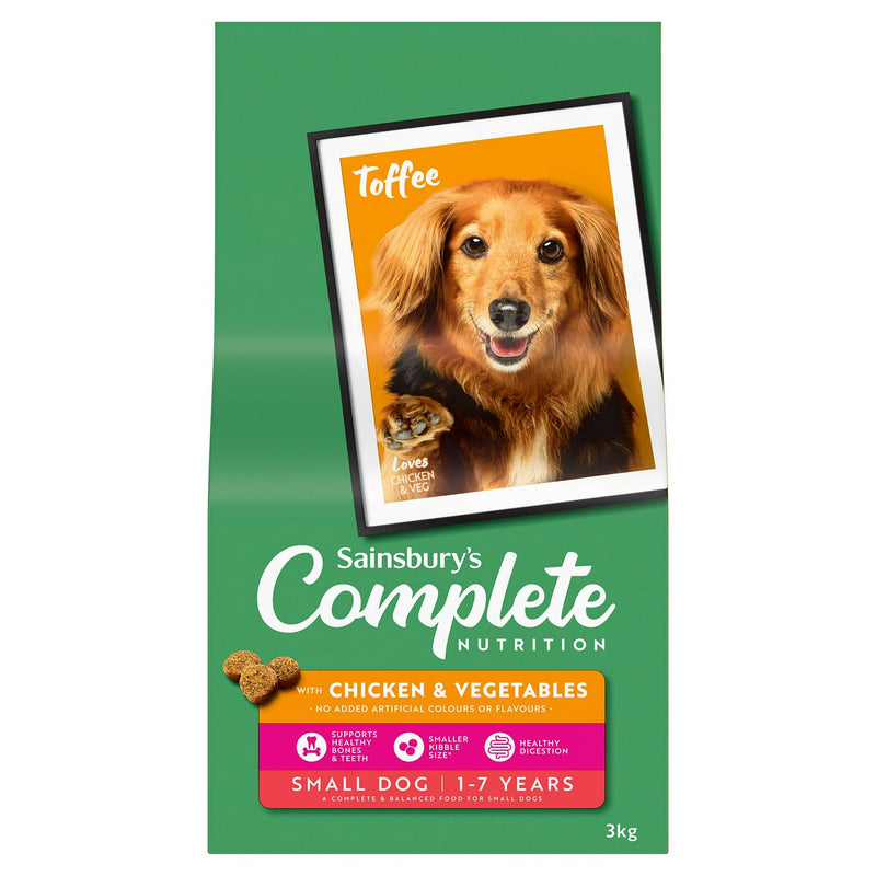 Sainsbury's small dog dry food chicken vegetables 3kg (British brand)
