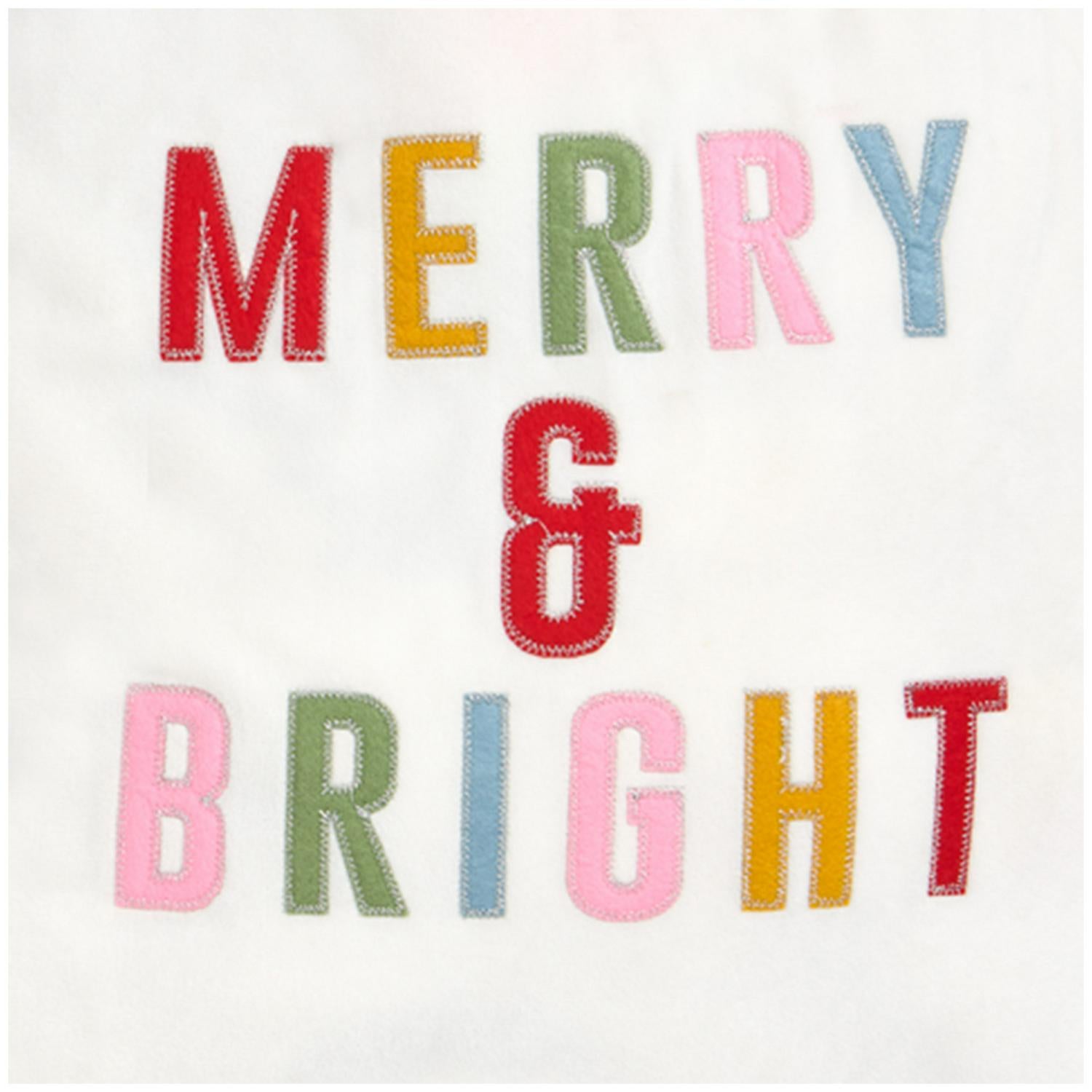 Habitat off white Christmas sack with colourful Merry & Bright lettering and pull cord, UK version