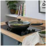 Habitat Aluminium stirfry pan Black 30cm with lid, UK version