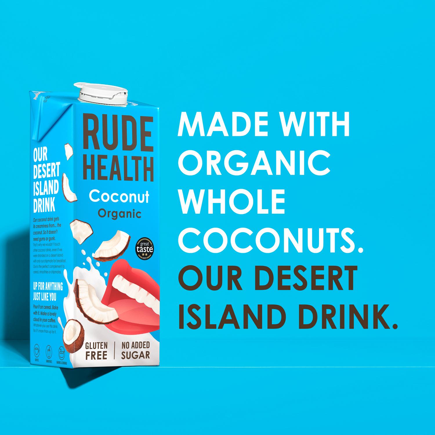 Rude Health coconut drink rice blend 1L, imported from the UK