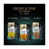 Sheba Fresh & Fine Chicken & Turkey in Gravy Wet Cat Food Pouches 6 x 50g