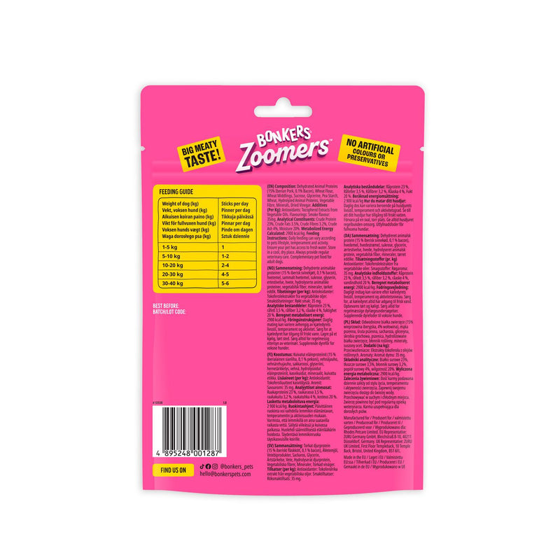 Bonkers Dog Treats Smoky Bacon Flavour 85g - British product