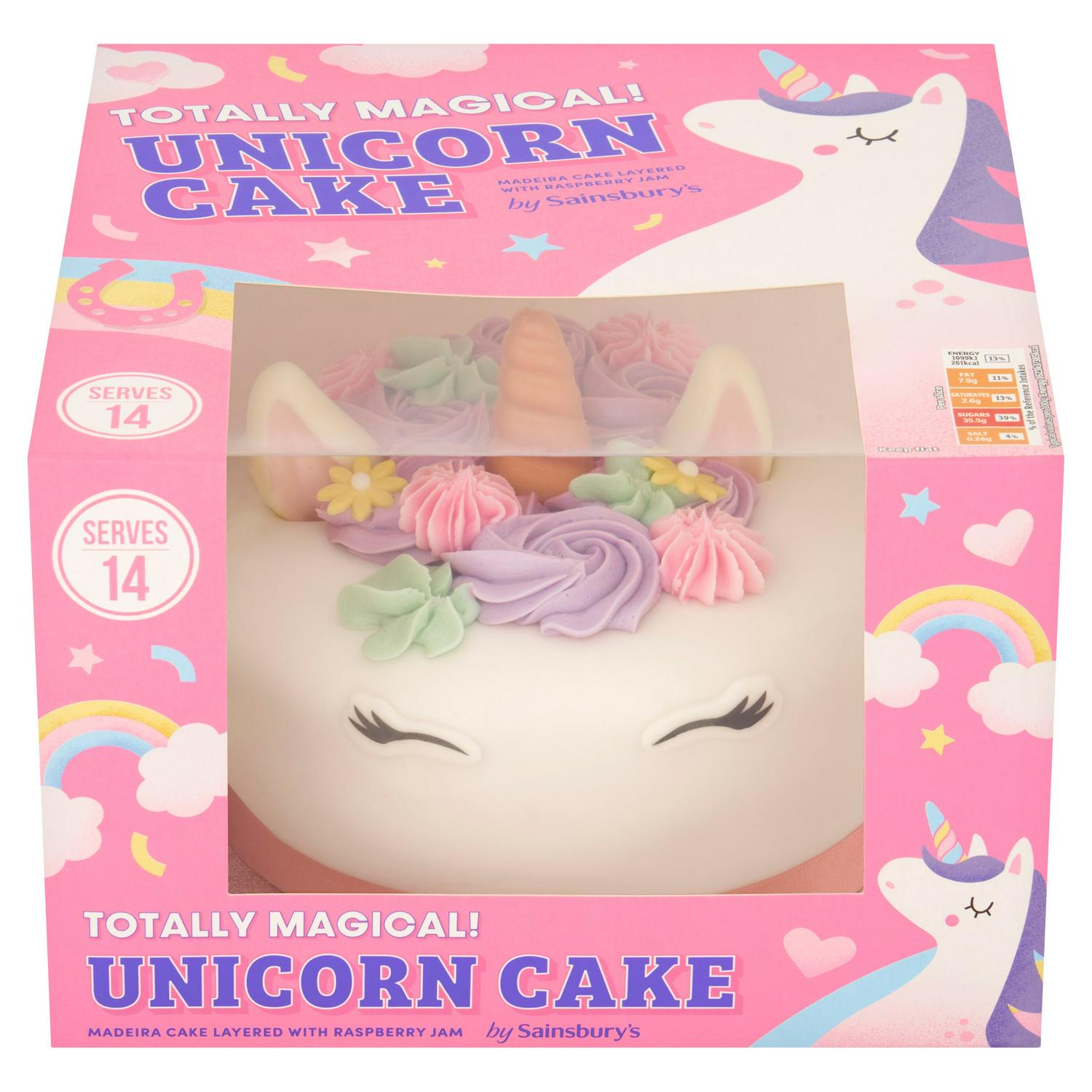 Sainsbury's Birthday Celebration Unicorn Madeira Cake 931g (Serves 14)
