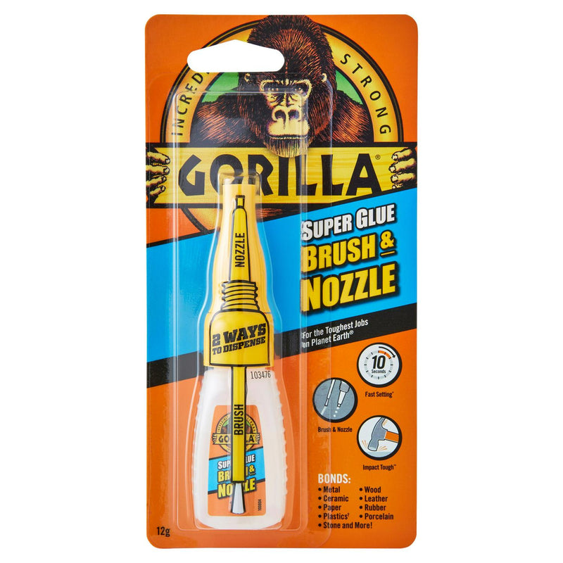 Gorilla Superglue Brush & Nozzle 12g Bottle, UK version