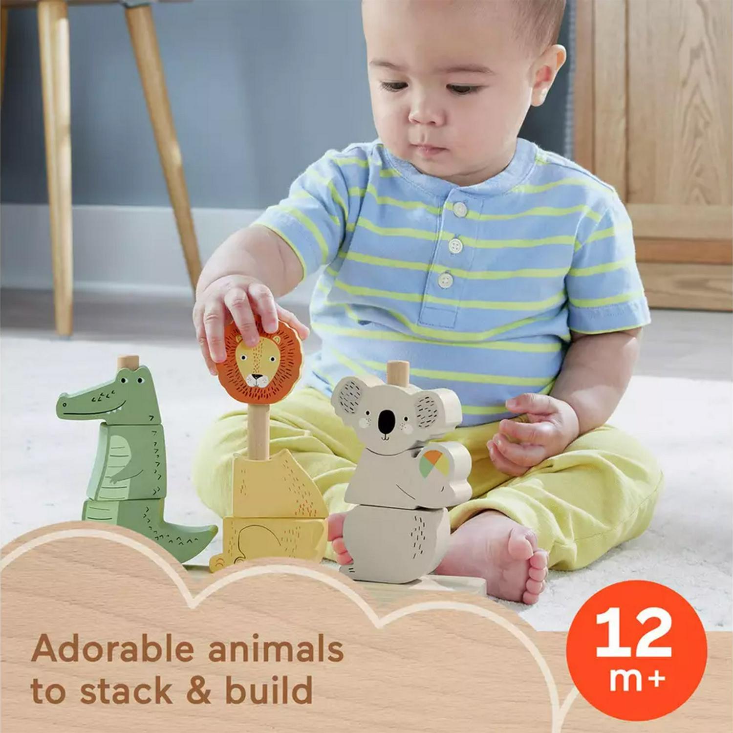 Fisher-Price Wooden Stack & Sort Animals 10 Piece Toy