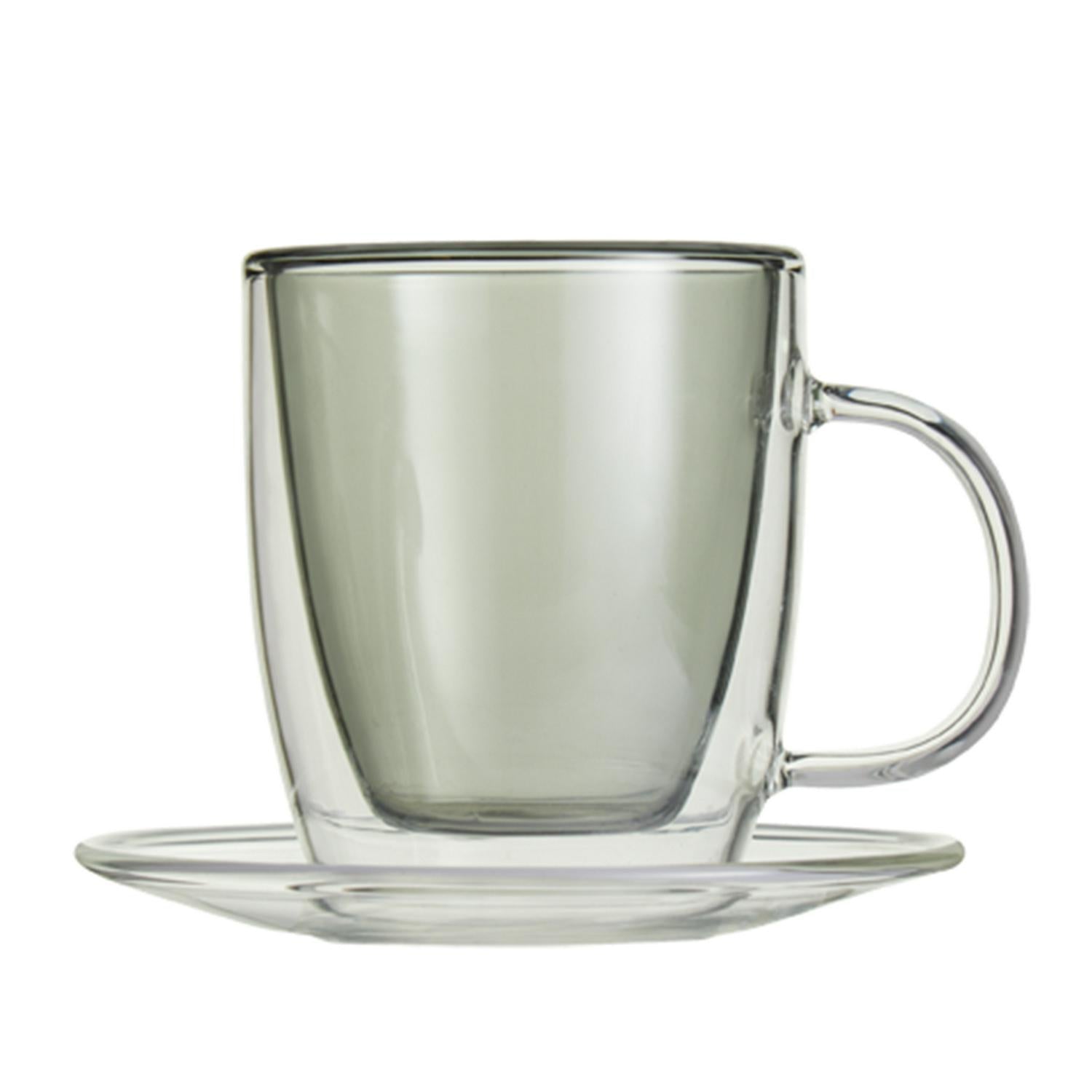 Double Walled Borosilicate Glass Espresso Cup with Saucer 100ml