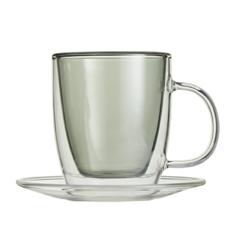 Double Walled Borosilicate Glass Espresso Cup with Saucer 100ml