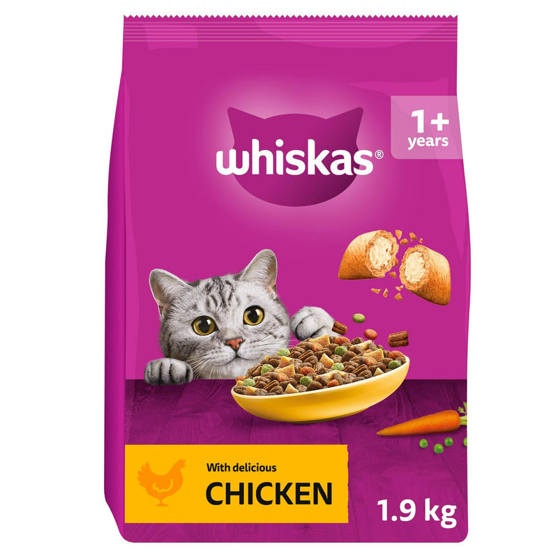 Whiskas 1+ chicken complete adult dry cat food 1.9kg (British brand)