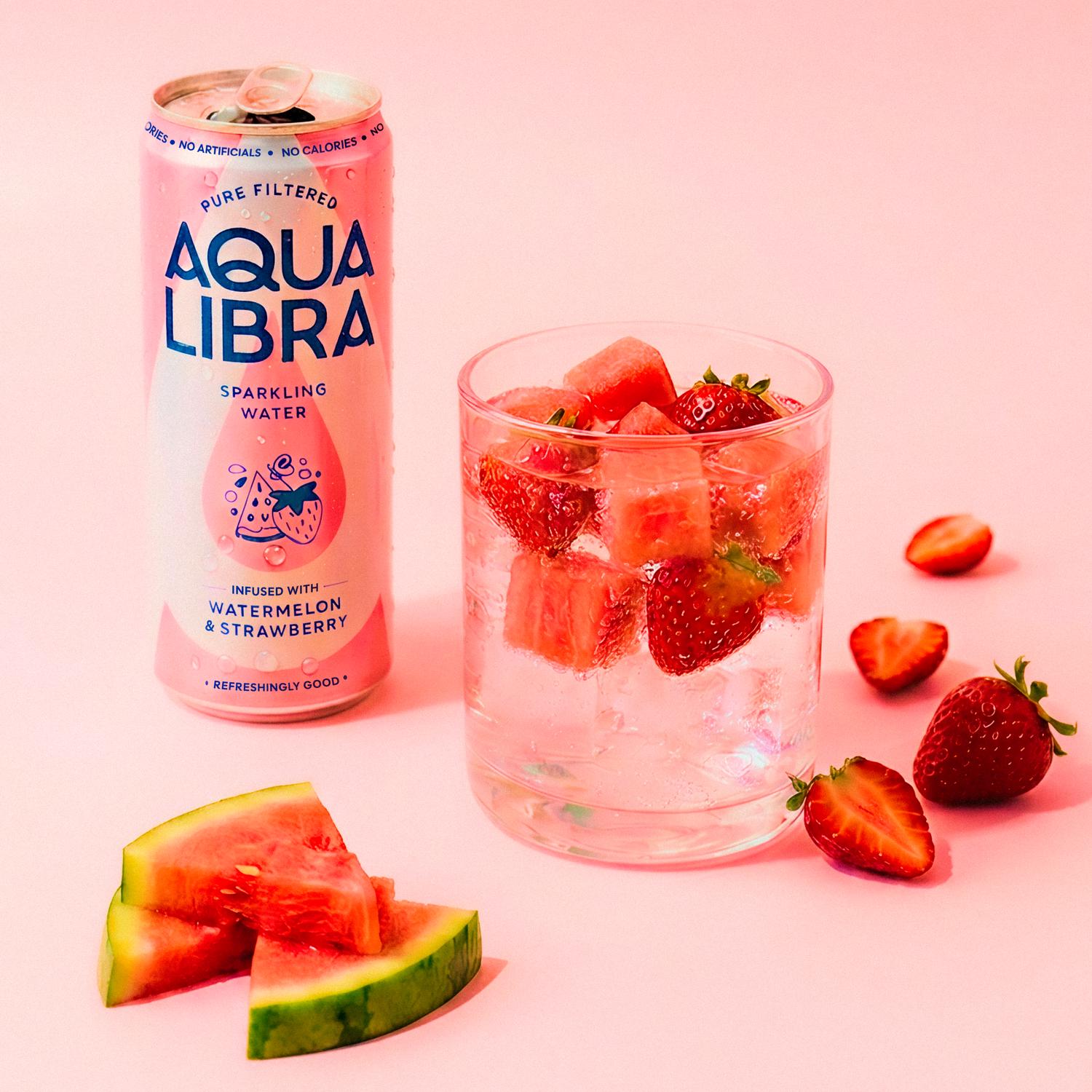 Aqua Libra Sparkling Water Watermelon Strawberry 4 x 330ml - British product