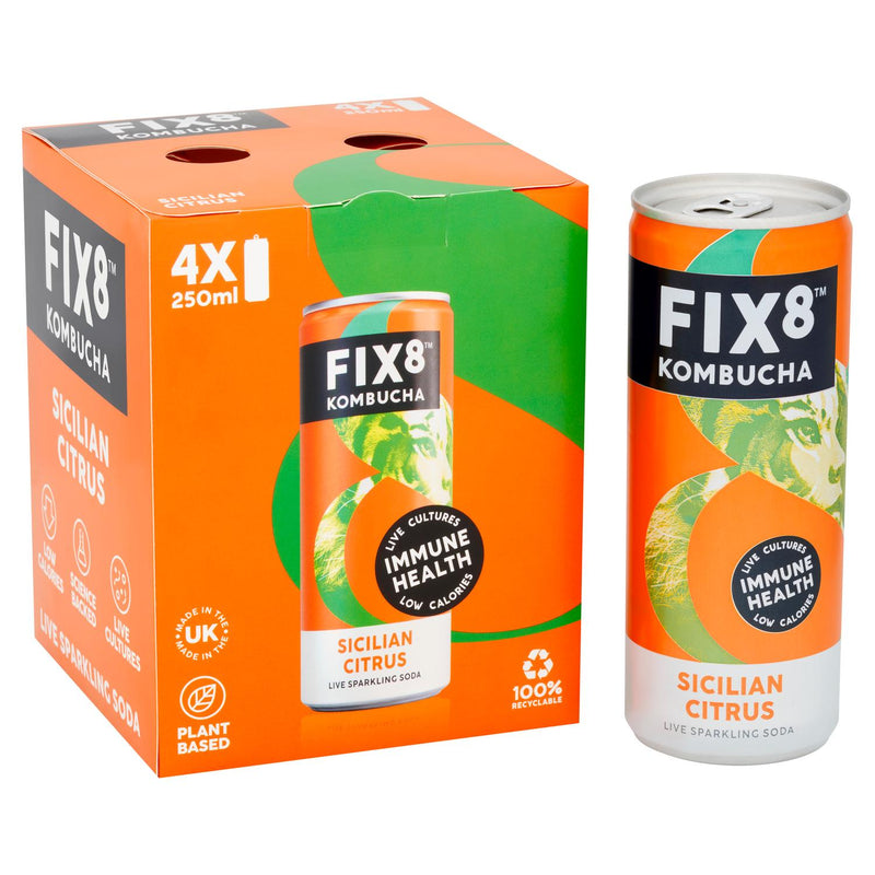 Fix8 Kombucha Sicilian Citrus 4 x 250ml - British product
