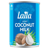 Laila light coconut milk 400ml bottle packaging, UK version