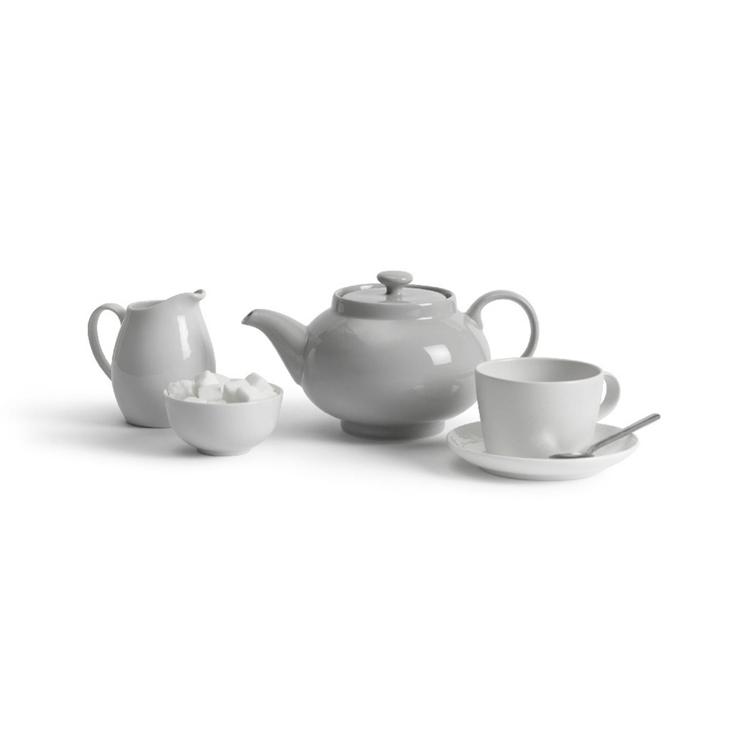 Habitat grey ceramic teapot durable stoneware curved handle, UK version