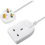 Masterplug Basic 1 Single Socket Power Extension Lead 5m Cable - White
