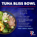 Princes tuna chunks in sunflower oil 4x145g tins, imported from the UK