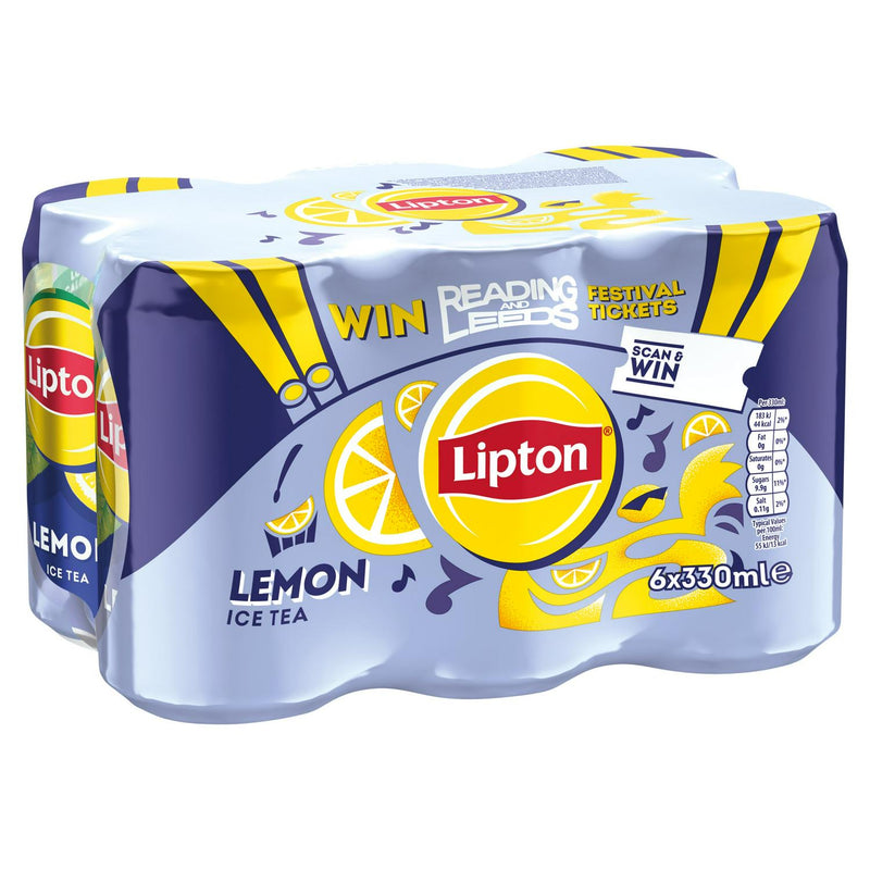 Lipton Lemon Ice Tea canned beverage pack, imported from the UK