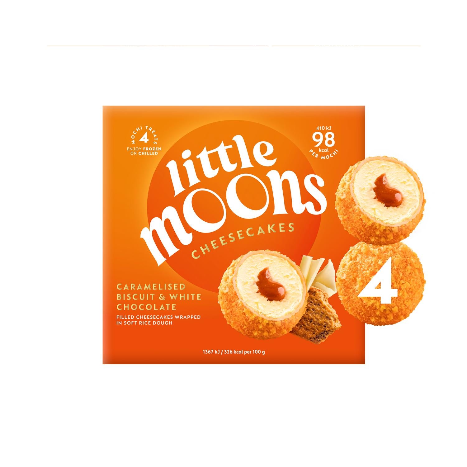 Little Moons cheesecake bites caramelised biscuit white chocolate 120g, UK version
