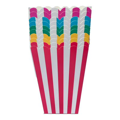 Striped Paper Popcorn Boxes, Pack of 10, 19cm x 10cm x 10cm