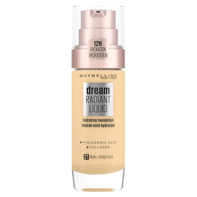 Lightweight Liquid Foundation with Hyaluronic Acid and Collagen for Medium Coverage and 12-Hour Hydration